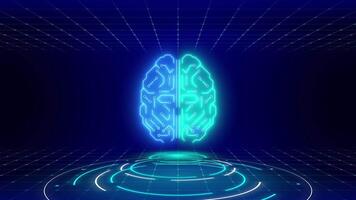 lysande hjärna och ai begrepp på digital krets plattform. video