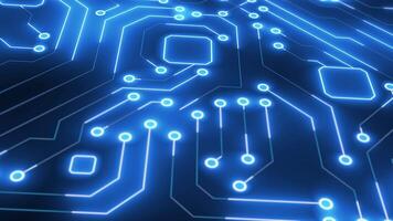 digitale circuito tavola con raggiante Linee e astratto forme. video