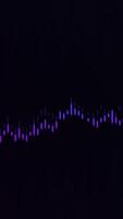 Vertical Financial Graph with Wavy Lines and Bars in Neon Purple and Blue. video