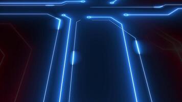 digitale circuito tavola sentiero nel 3d prospettiva. video