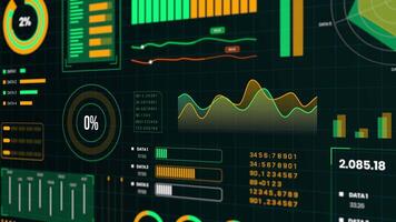 hög tech hud instrumentbräda med abstrakt data visualisering rörelse grafisk. video