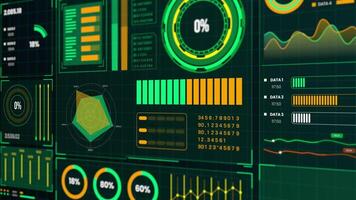 Futuristic HUD Dashboard with Circular Data and Polygon Shape Display. video