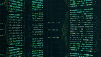 vloeiende digitaal binair code en getallen Aan een tech scherm animatie. video