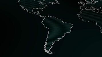 digital värld Karta med lysande konturer och expanderar data. video