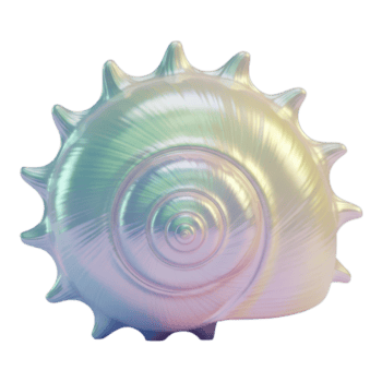 regnbågsskimrande snäckskal isolerat på transparent bakgrund, 3d tolkning png