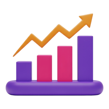 3d rendere di un' bar grafico con un freccia puntamento verso l'alto isolato su trasparente sfondo png