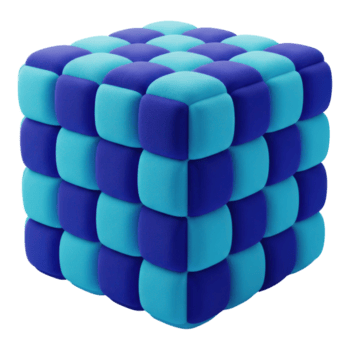 astratto cubo fatto di blu e ciano morbido blocchi isolato su trasparente sfondo png