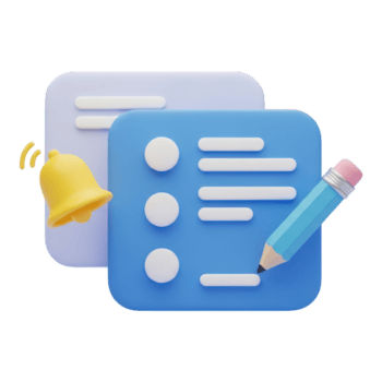 promemoria notifica con lista di controllo isolato su trasparente sfondo, 3d interpretazione design png