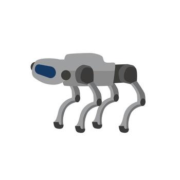 Innovative automated AI quadruped robot, isolated on white background, science and technology concept vector