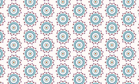 repeating concentric circles and spike borders creating a geometric ornamental background design vector