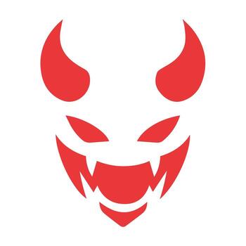 a red devil face with horns on a white background v2 vector