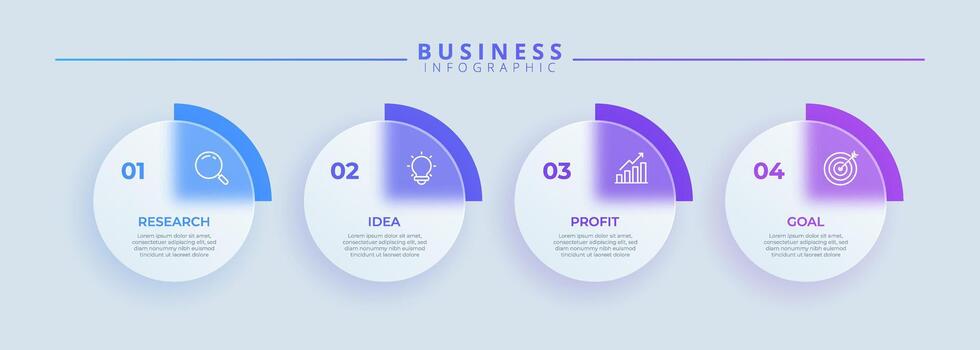 Infographic label design template with 4 options. Business process diagram with icons for presentation, banner, or workflow layout vector