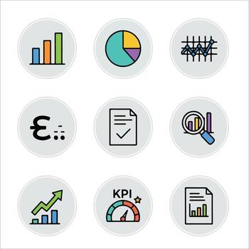 Data visualization icons for analytics vector