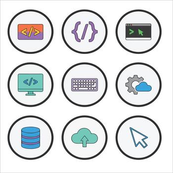 icons for coding and technology tools vector