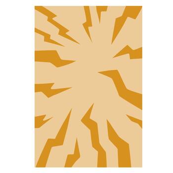 Dynamic abstract pattern featuring jagged orange rays radiating from the center on a beige background. The bold geometric shapes create a sense of motion and energetic contrast. vector