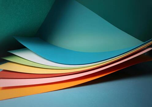 resumen arreglo de vistoso papel hojas creando un fluido ola modelo foto