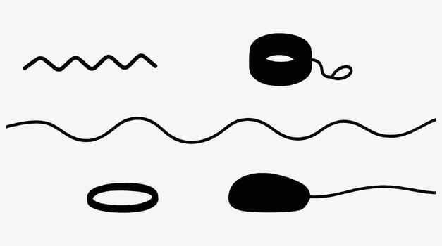 Abstract black and white illustration with various shapes and lines simple graphic vector