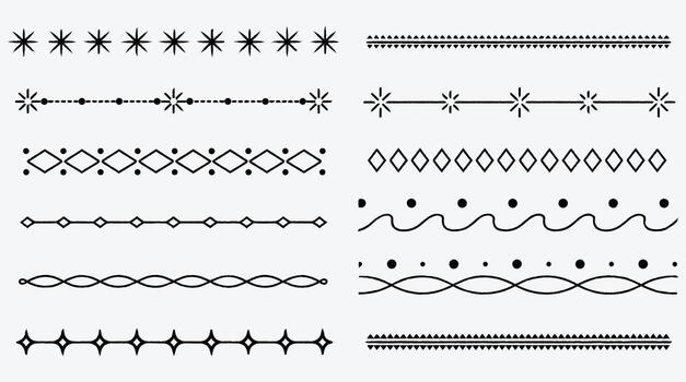 Collection of decorative divider lines with geometric and simple shapes vector