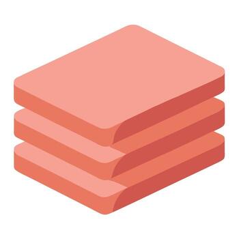 Simple stack of four rectangular ham slices graphic vector
