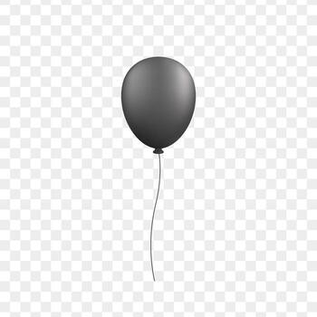 Single Black isolated balloon with glossy surface and string for celebration or invitation and sale promotion design vector