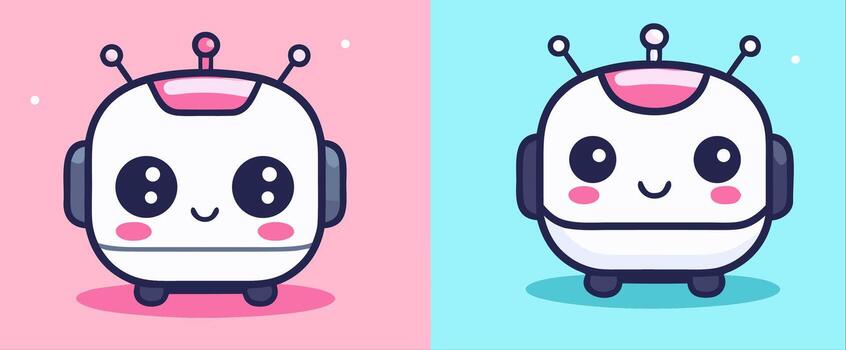 linda robot mascota personaje en vistoso antecedentes vector