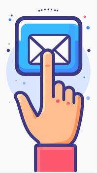 Hand Touching Mail Icon on Virtual Interface vector