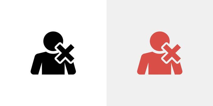 Black and Red User Icon With Delete Sign Showing Account Removal or Banned Status vector