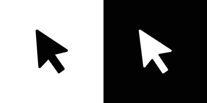 Black and White Computer Mouse Arrow Cursor Icon Displayed with Contrasting Backgrounds for Enhanced Visibility vector