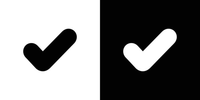 Black and White Split Featuring a Check Mark, Affirmation, and Approval Icon vector