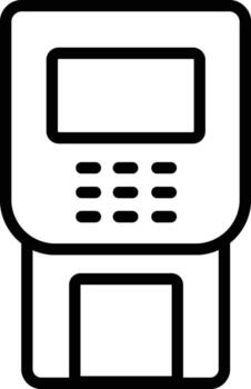 Black outline icon of an A T M machine with screen and keypad automated teller machine symbol vector