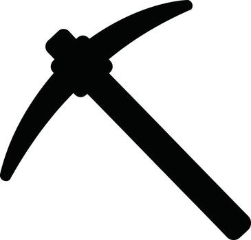 Bold pickaxe icon for construction, mining, or pioneering projects with transparent background vector