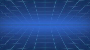 astratto cyberspazio griglia animazione con blu geometrico modello e neon Linee video