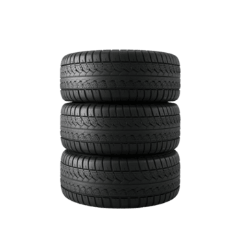 Stack of car tires showcasing tread pattern on a solid color, clean and isolated image png