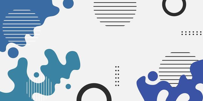 Abstract Geometric Composition with Blue Shapes Lines and Circles on White. vector