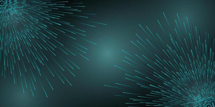 resumen verde azulado líneas radiante desde dos puntos en oscuro antecedentes. vector