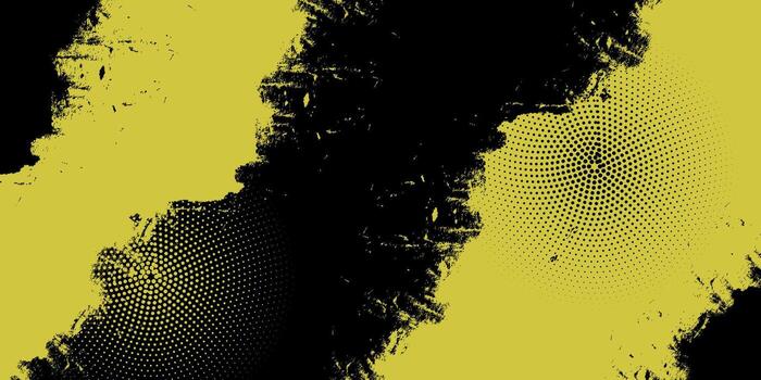 Abstract Composition with Halftone Dots and Grunge Texture in Yellow and Black. vector
