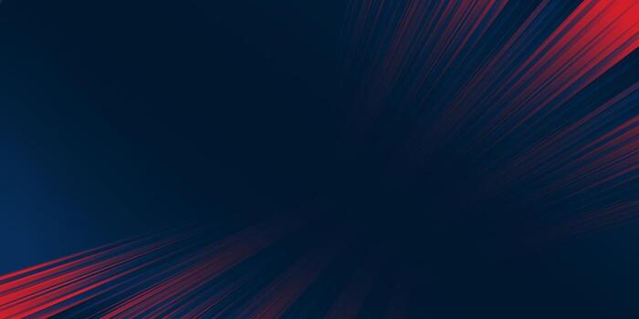 Dynamic Abstract Background with Red Lines on Dark Blue Gradient. vector