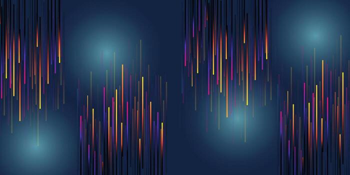 Abstract Colorful Vertical Lines on Dark Blue Gradient Background. vector
