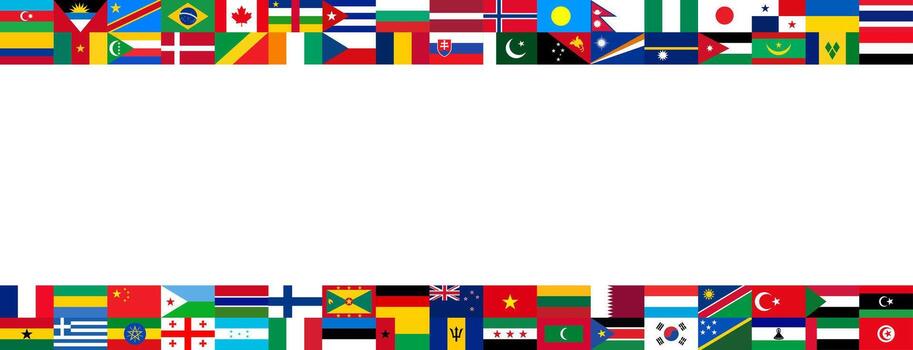 Diverse World Flags Grid Background or banner design set. Comprehensive Collection of International Country Banners for Global Themes Geography flag design. world all popular flag pattern vector