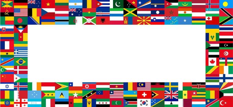 Diverse World Flags Grid Background or banner design set. Comprehensive Collection of International Country Banners for Global Themes Geography flag design. world all popular flag pattern background vector