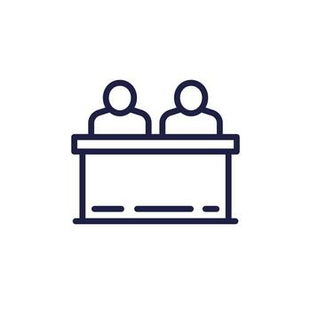 counter desk, reception counter line icon on white vector