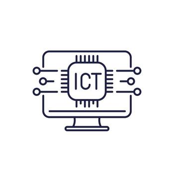 ICT icon, Information and communications technology line vector