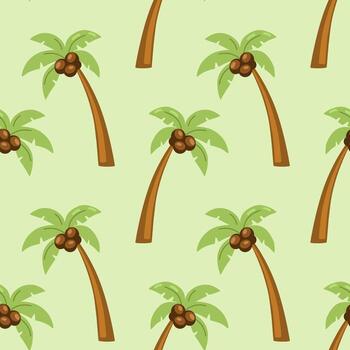 Seamless tropical palm tree pattern with coconuts vector