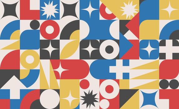 Geometric seamless pattern in Swiss style. Bright abstract background. vector