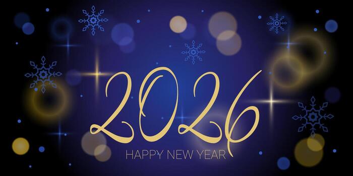contento nuevo año 2026. bokeh efecto con copos de nieve en un azul antecedentes. vector