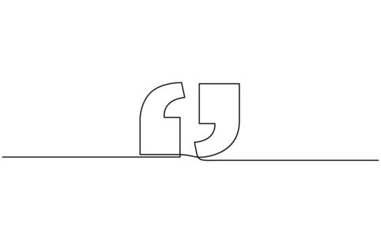 One continuous line illustration of quote mark icon. Pro design vector