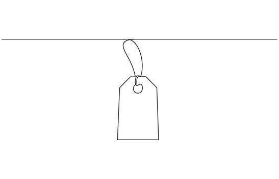 Price tag continuous single line drawing and minimalist style isolated pro outline vector