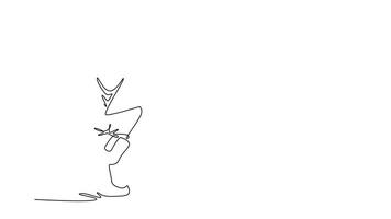 Animated self drawing of continuous line draw dancer mid-movement, balancing on one leg with arms extended, dynamic, focused pose typical of hip hop or street dance. Full length single line animation video