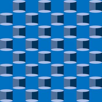 Seamless pattern featuring a repetitive design of cylindrical shapes with a three-dimensional appearance. Abstract bottle design vector