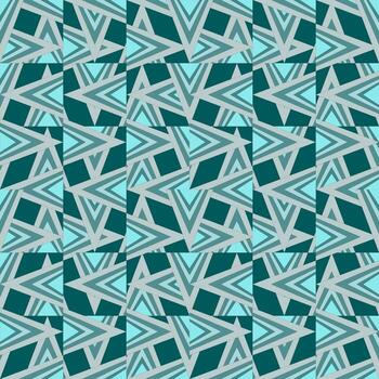 Geometric seamless pattern featuring interlocking shapes in teal vector